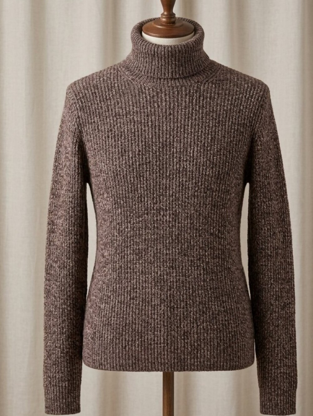 Sonoma Life Ribbed Turtle Neck Sweater Brown Marled Knit Size XL 100% Cotton